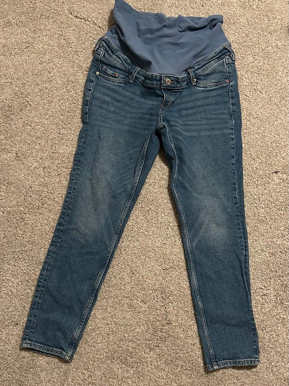 Women's Skinny Maternity Jeans in Dark Blue with Navy Panel